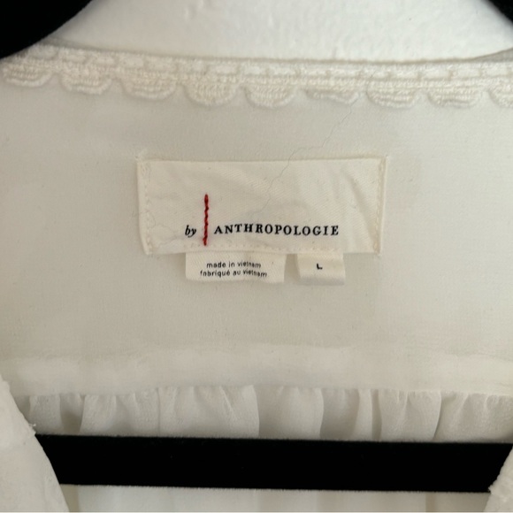 Anthropologie White Long-Sleeved Wrap Blouse - Picture 10 of 12